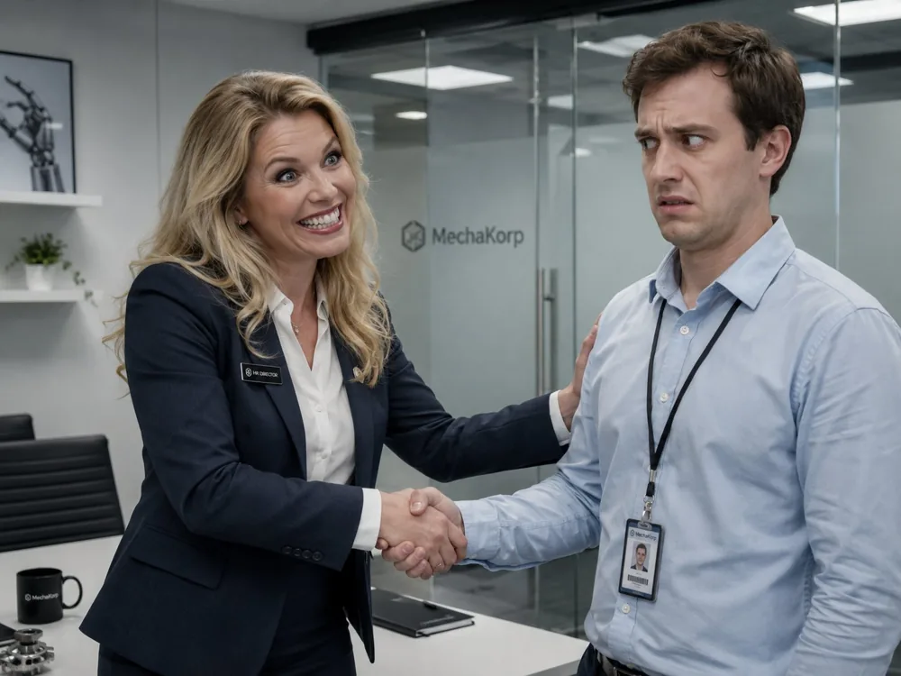 Two people who do not work here, shaking hands